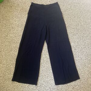 Paradis Womens Linen Blend Wide Leg Pants Size S Navy Blue Lightweight Coastal